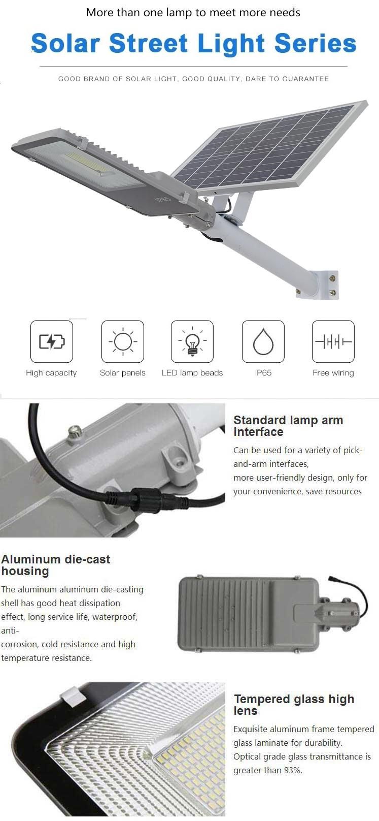 Aluminum Remote Control IP65 Waterproof Outdoor LED Solar Streetlight