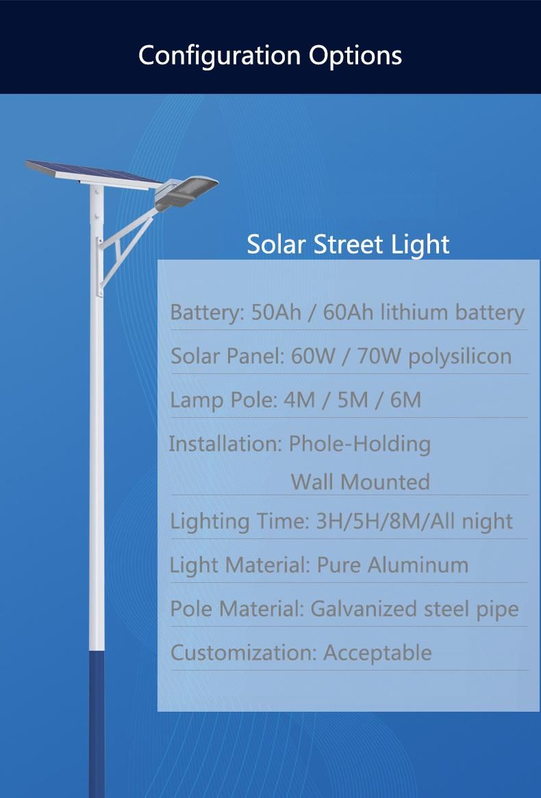 Lithium Battery High Brightness Waterproof Outdoor Solar Power Garden LED Street Light