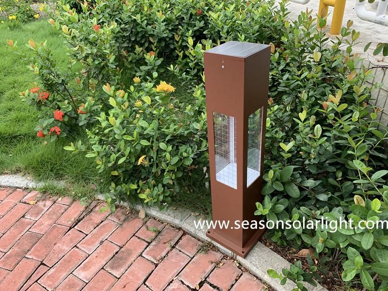 Modern Square Standing Solar Lighting LED Bollard Light with Solar Panel System & Luz LED