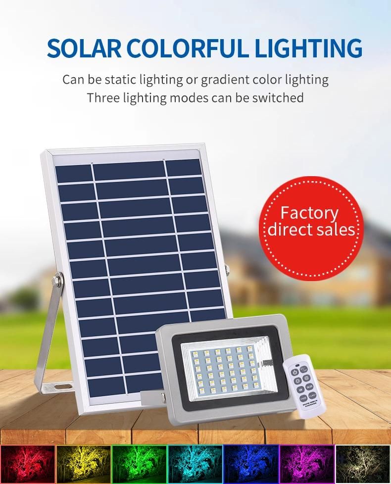 2021 Factory RGB Color 5m Cables Cast Aluminium Solar LED Flood Lights for Garden Landscape
