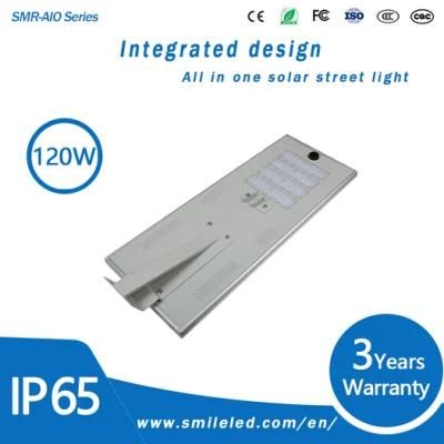 Hot Sale All in One Outdoor 120W Integrated LED Solar Street Light with Motion Sensor