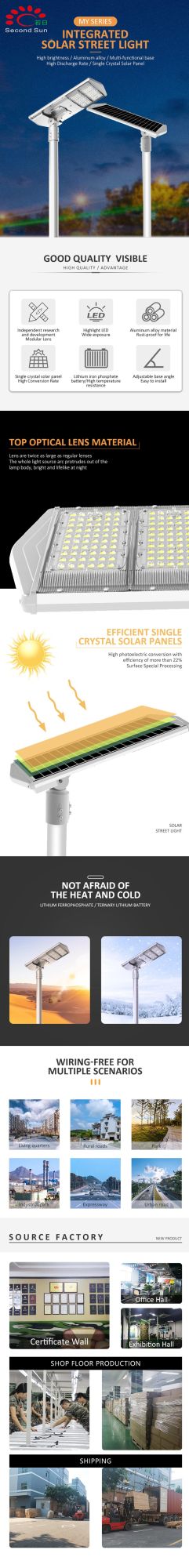 IP65 Outdoor All in One Solar Street Lamp 60W 80W 100W 120W Integrated LED Solar Street Light