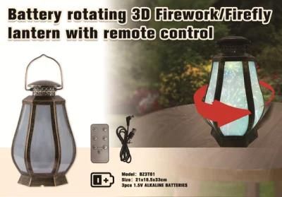 Battery Rotating 3D Effect Garden Lantern with Remote Control