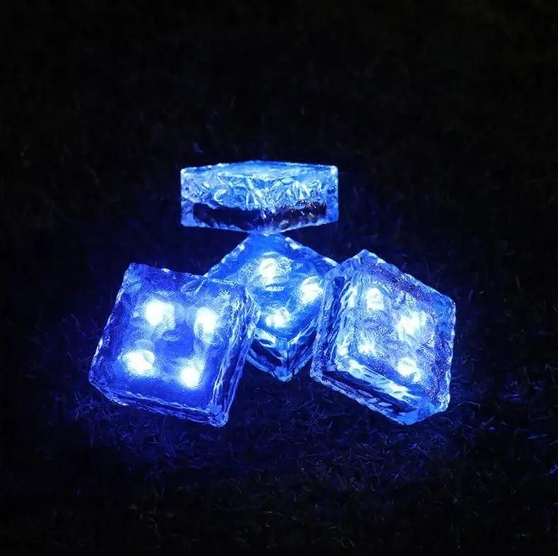 New Style R Solar Energy Light Crystal Glass Ice Brick 4LED Lights 10X10X5cm