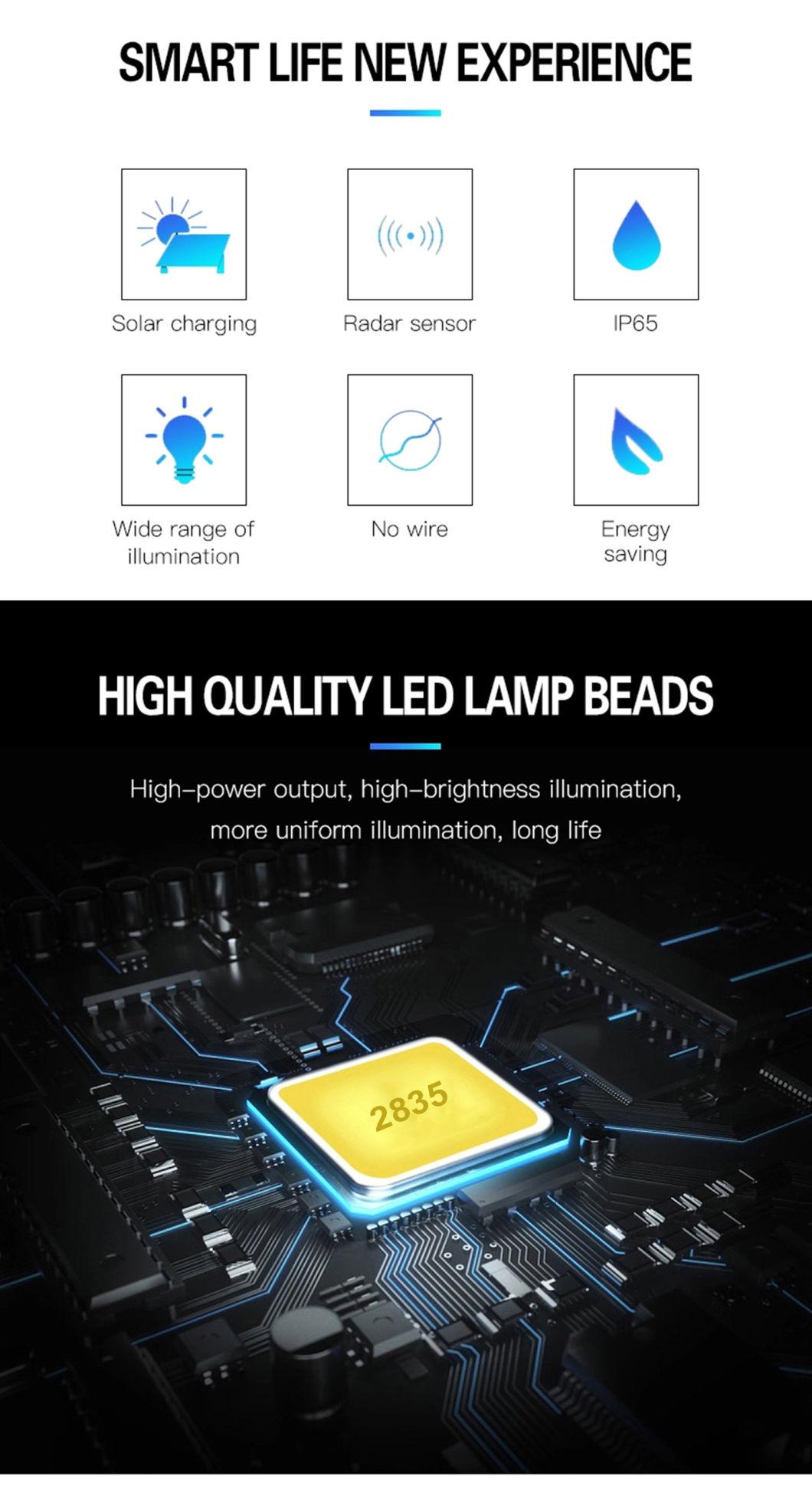 Lithium-Ion Battery Turn on at Night with 8 Hours Working Time LED Solar Street Light