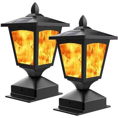 IP66 Waterproof Outdoor Torch Light Wall Metal Lamp Lantern Hanging Decorative Solar Flame Light