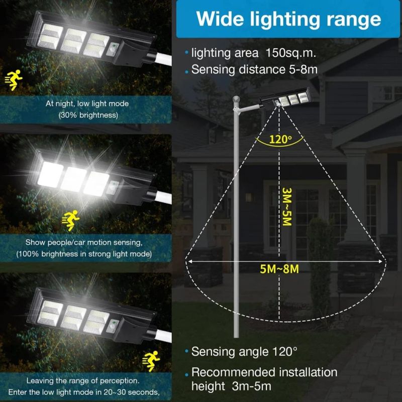 Solar Street Light, IP66 Waterproof Outdoor 6000lm Solar Powered Street Lamp Dusk to Dawn with Motion Sensor for Garden Street Deck Fence Patio 1 Pack