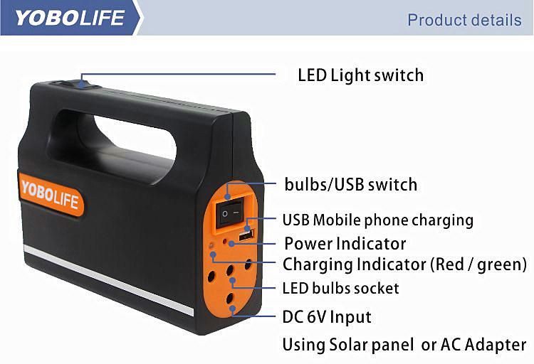 COB Spotlight Solar Power Station with 3 PCS 3 Watt LED Bulbs Solar Lighting System