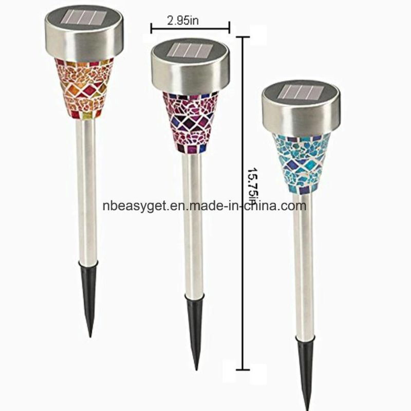 LED Solar Garden Lights Sunlight 3 Color Mosaic Solar Garden Stake Landscape Lights with Auto Sensor Function for Garden Flowerbed Walkway Patio Lawn Esg10199