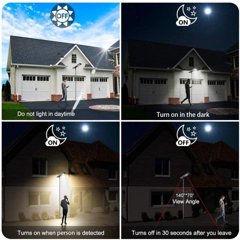 Motion Sensor 80W Outdoor LED Adjustable All in One Solar Street Light