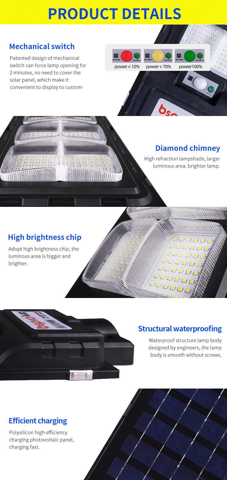 Bspro Road 600W LED Lights Waterproof for Highway All in One 200W Solar Street Light