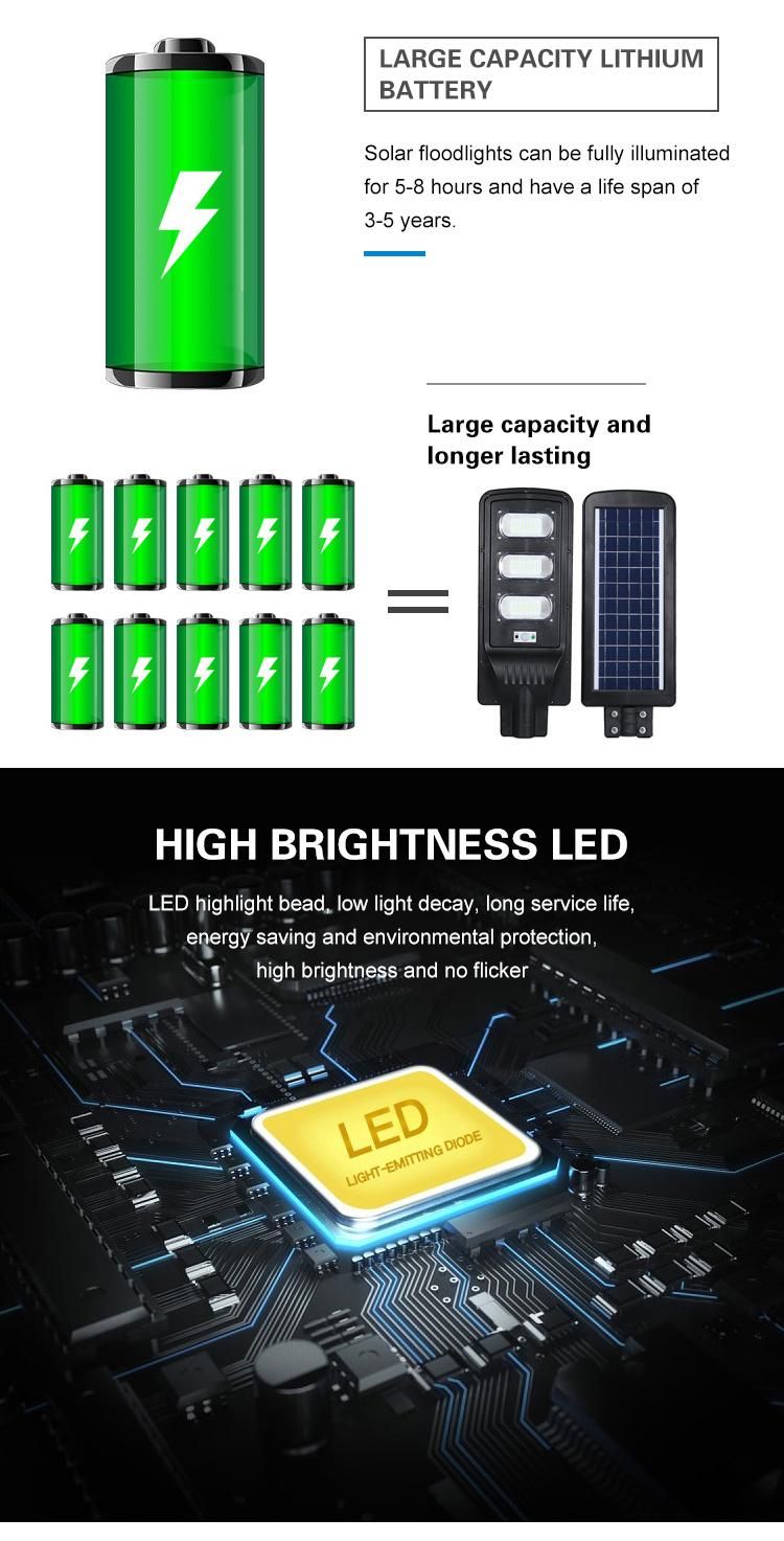 Intelligent Time Control Rainproof Pathway Road Light 30W 50W 200W LED Solar Panel Street Lightall in One Solar Street Light