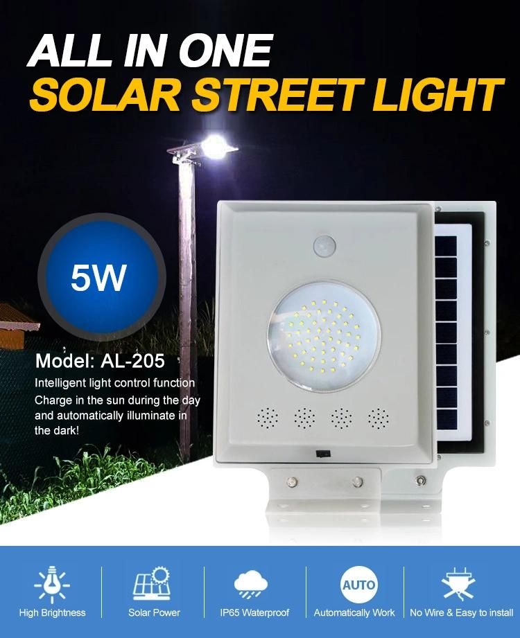 8W Mono Solar Panel 5W LED Integrated Solar Street Light