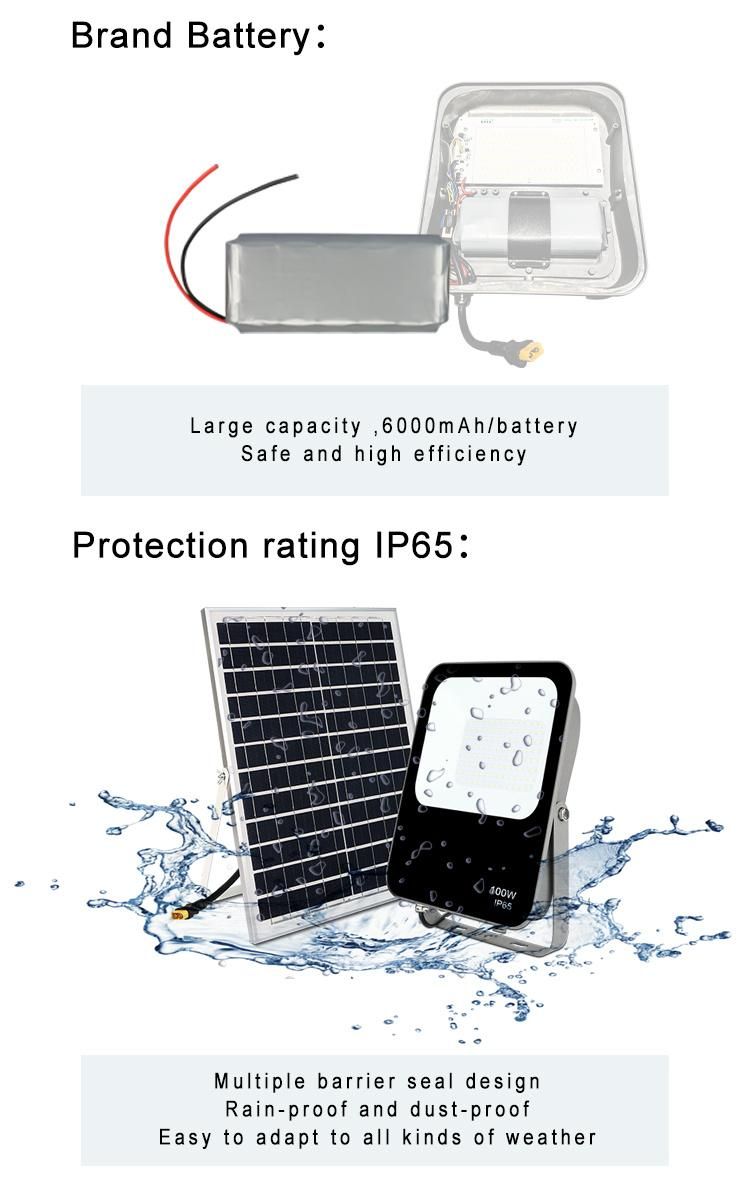 High Quality Outdoor Lighting IP65 Waterproof 100W 200W 300W 500W Warehouse Solar LED Flood Lights with Sensor