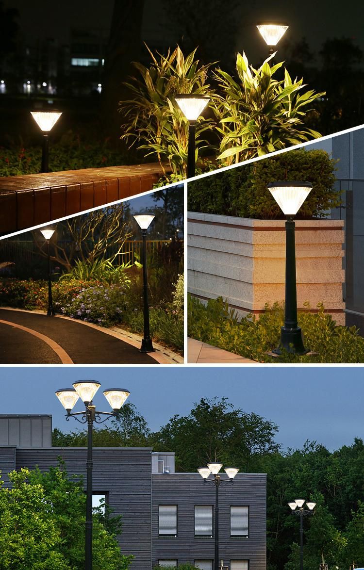 Bspro LED Garden Light IP65 Waterproof Post Top Mounted with Pole Motion Sensor Aluminum Solar Lamp