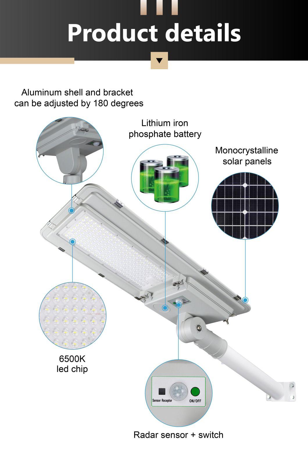 High Quality Solar Street Light Die-Casting Aluminum Housing LED Lamp Smart Control Outside Lighting