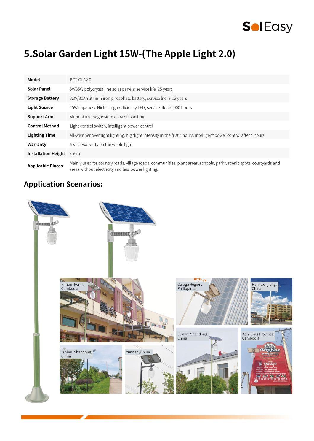 Solar Light 15W Solar Lighting with Solar Panel for Solar Garden Light & Outdoor Lighting