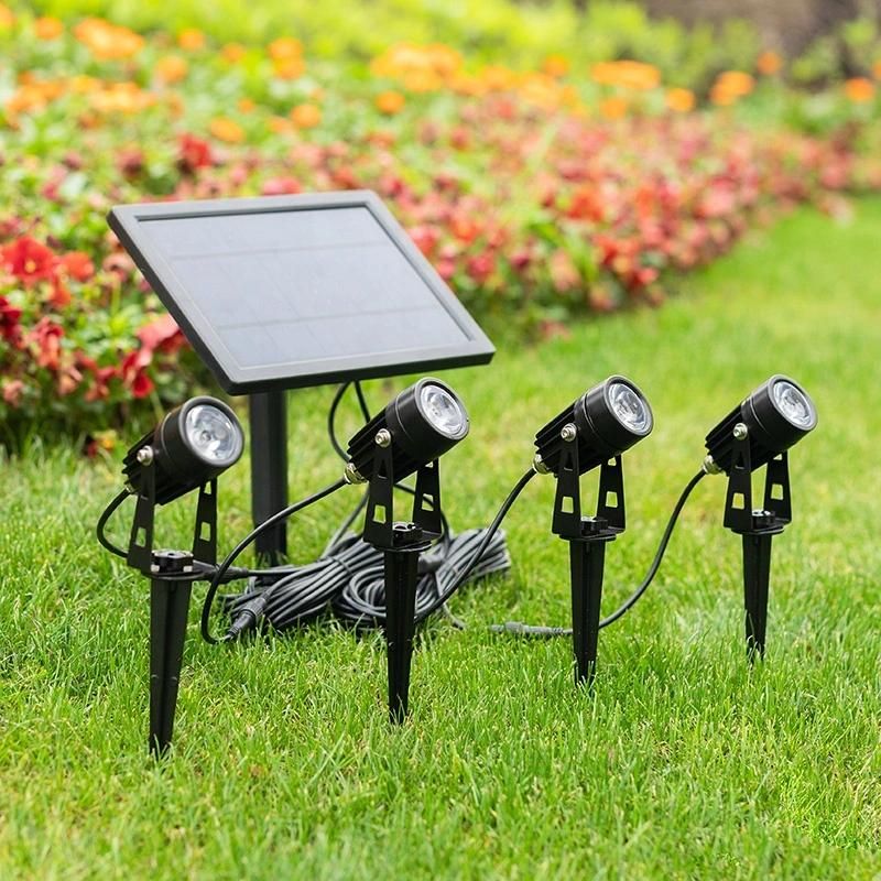 LED Solar Spotlights 2W Solar Powered Landscape Lights Outdoor Spotlights Low Voltage IP65 Waterproof 16.4FT Cable Auto on/off for Outdoor Garden Yard Landscape