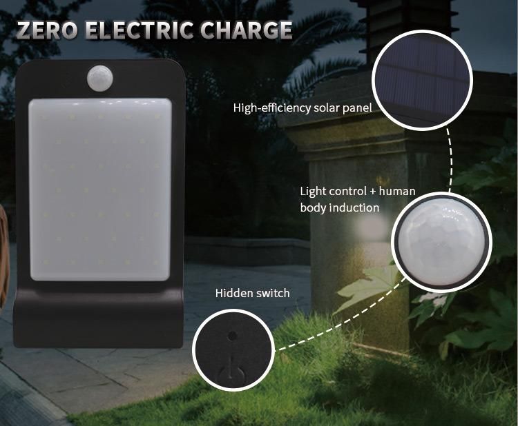 Cheap Outdoor Solar Powered Motion Sensor Mounted Smart Lamp IP65 Waterproof LED Garden Wall Light