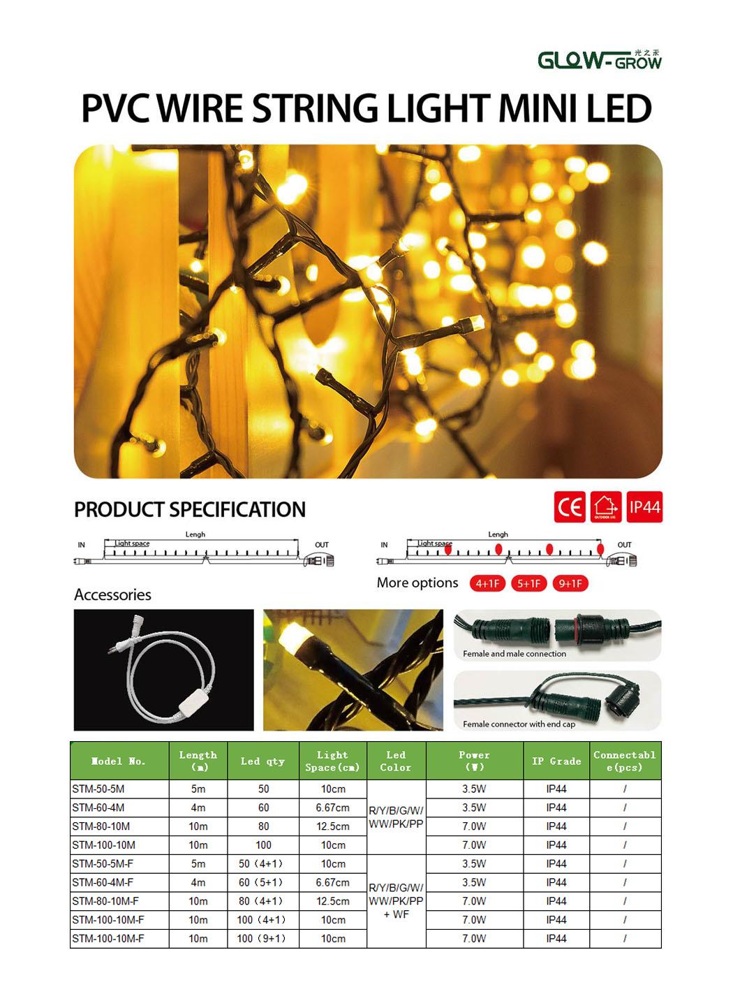 Waterproof PVC Cable Christmas Mini String Light Fairy Light Green Twinkle LED Light for Home Party Holiday Garden Patio Decoration