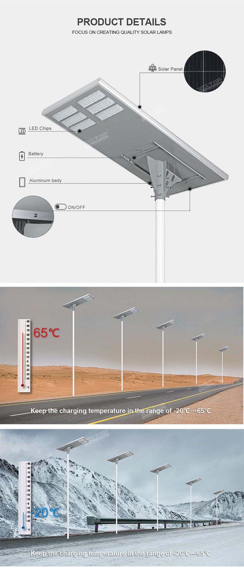 Alltop Wholesale Price IP65 Waterproof SMD Aluminum 200watt Stadium Outdoor All in One LED Solar Street Light