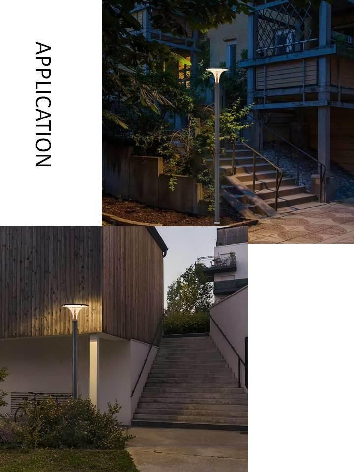 Exclusive Patent Outdoor Aluminum UFO LED Post Lamp Solar Garden Light for Yard Pathway Walkway Home