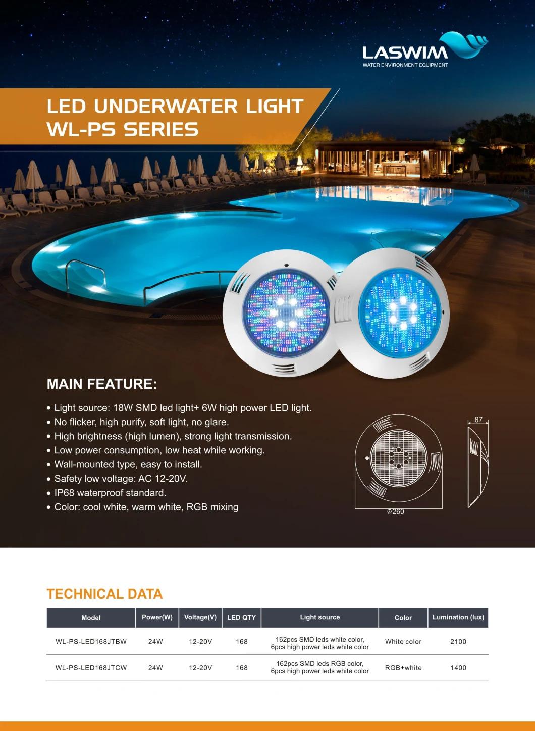 IP68 24W Wall-Mounted Multi-Color LED Underwater Swimming Pool Light