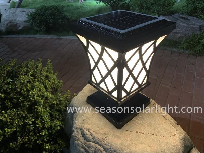 Smart Control Decoration Light Lamp Outdoor 5W Solar Fence Post Cap Lighting with Warm+White LED Light