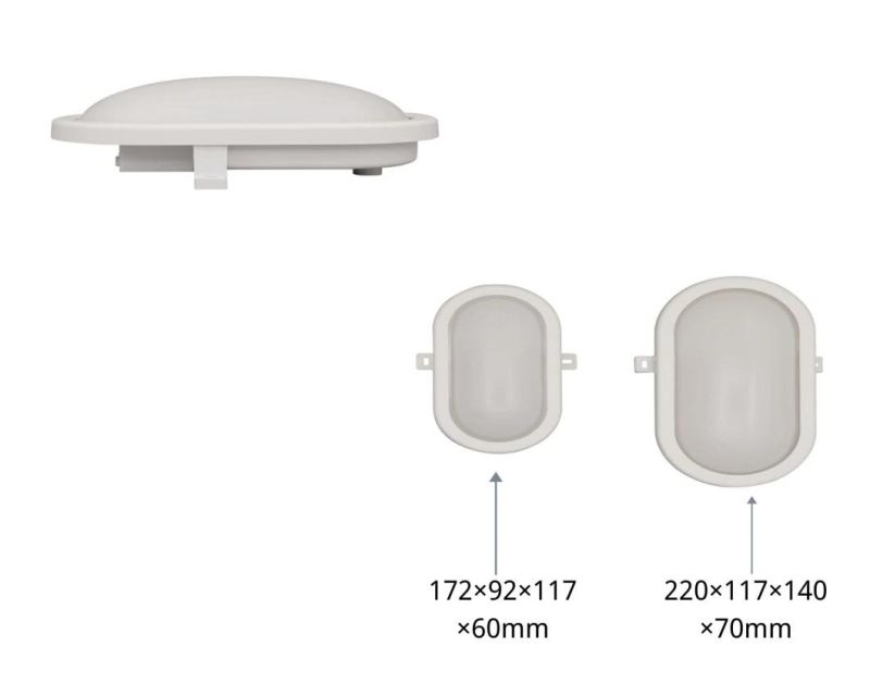 LED Milky White Oval Moisture-Proof Lamps B4 Series 15W for Balcony Bathroom Lighting