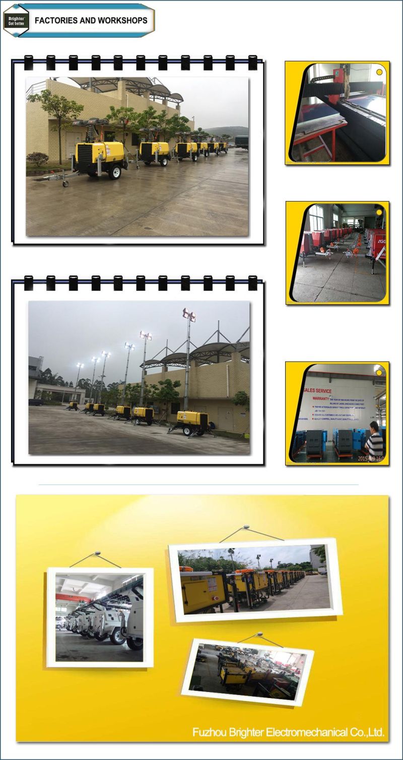 Trailer-Mounted Diesel Generator Yanmar Engine Mobile Light Tower with LED Lamp and Factory Price