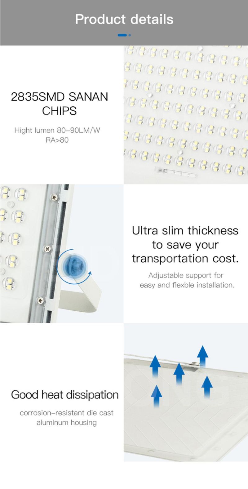 Longer Lifespan LED Solar Flood Light Waterproof High Lumen Outdoor Lighting Solar Flood Light