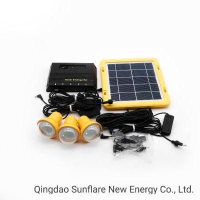 Factory Price 4W Solar Panel Home Use Lighting System Kit LED Light with 3PCS 1W LED Bulbs/Lamps/Lights