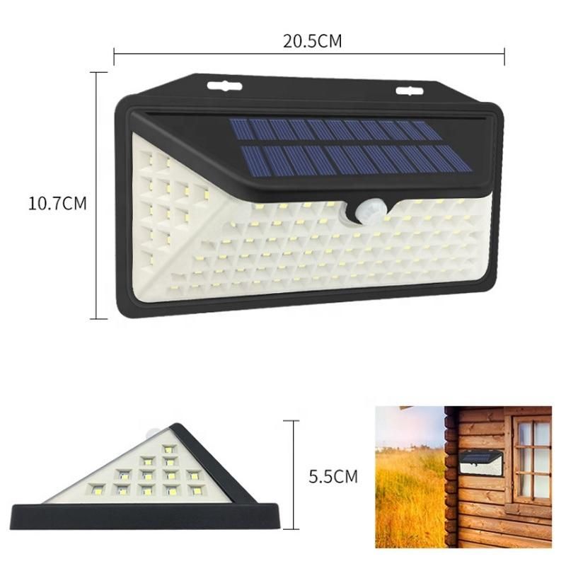 3 Sides 102LEDs Solar Wall Lamp Outdoor Decorative Security Solar Motion Sensor Wall Light