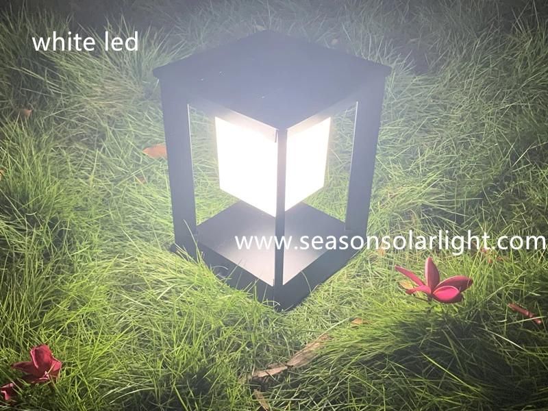 New Square Multi-Color LED Lamp Gate Outdoor Garden Solar Pillar Lamp with LED Light