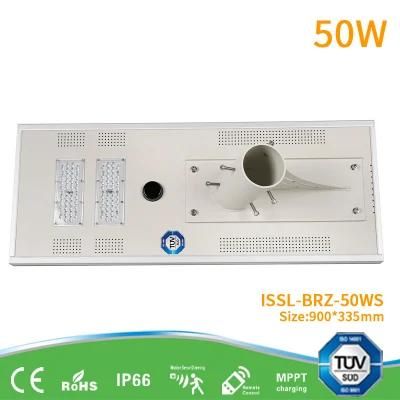 IP67 50W Factory OEM Outdoor Integrated All-in-One LED Solar Street Flood Light for Garden Road