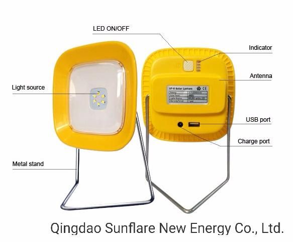 2W/5V Hanging/Handy/Portable Home-Use Camping Solar Lamp with USB for Mobile Phone Charger