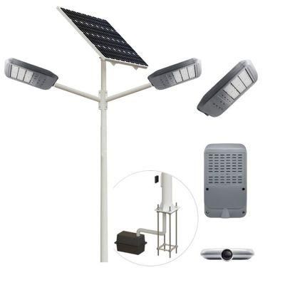 High Lumen Die-Casting Aluminum IP65 Waterproof Outdoor 6m Pole 30W Solar Lighting System with Double Arms