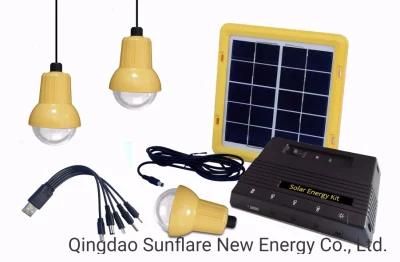 Portable 3 PCS LED Bulbs Portable Solar Power Kit Sf-901s with USB for Mobile Phone Charge