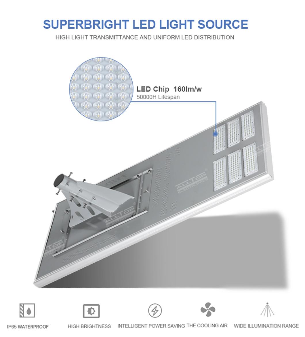 Alltop Super Bright Rainproof IP65 SMD Aluminum 200watt Outdoor All in One Integrated LED Solar Street Light