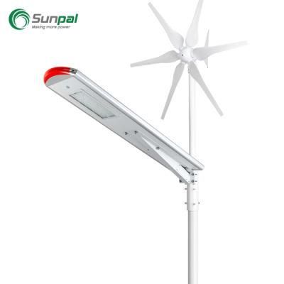 Sunpal CE RoHS Ies High Conversion Efficiency 20wp 40wp 60wp 80wp 160lm Solar Energy Street Lights with Wind Turbine for Government Project