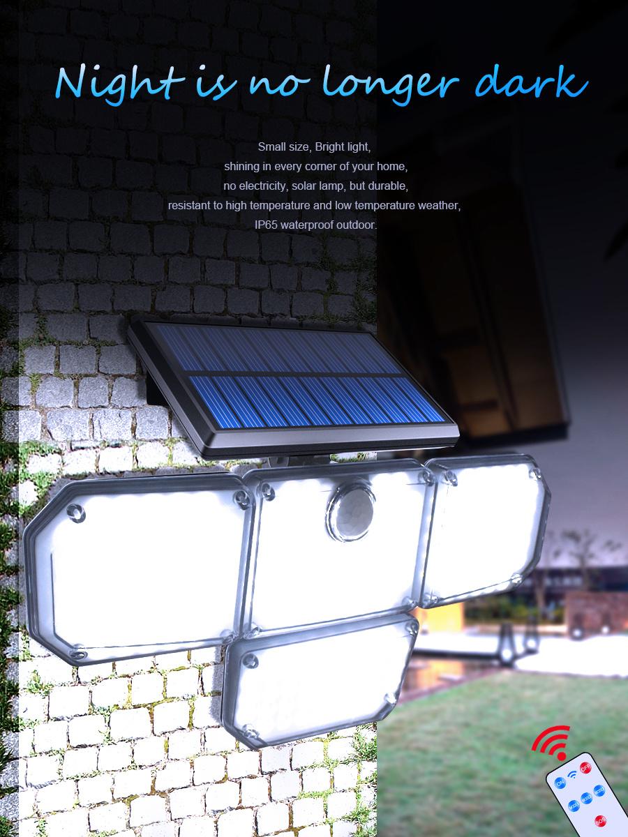 Solar Lights Outdoor 182/112 LED Wall Lamp with Adjustable Heads Security LED Flood Light IP65 Waterproof with 3 Working Modes
