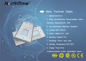 18W Mono Panel Solar LED Street Light with Motion Sensor