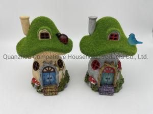 Custom Design Wholesale Unique Outdoor Lawn Decor Resin Miniature Fairy Garden House with Solar Light
