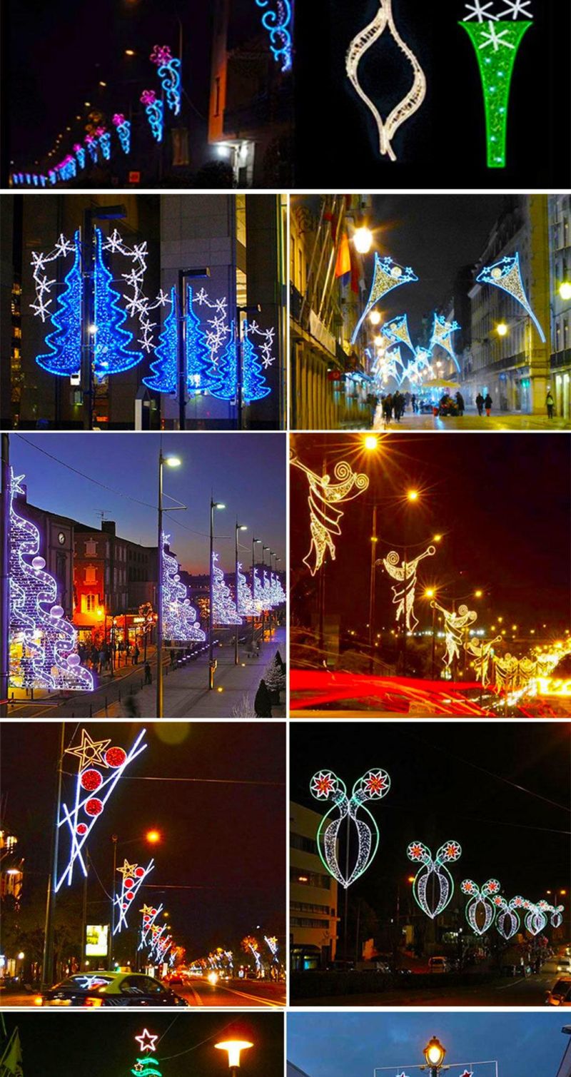 Outdoor Christmas for Holiday Light 2D LED Christmas Santa Claus Motif Light and 2D Street Poles Hanging Christmas Decorative