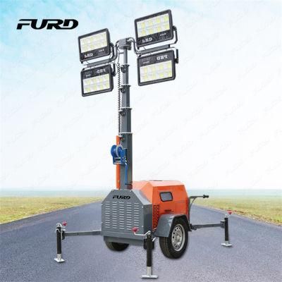 Gasoline Generator 7m Trailer Mobile Lighting LED Portable Light Tower