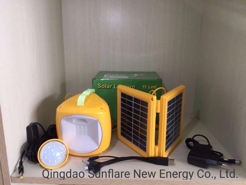 Yellow LED Solar Lamp Lantern Light with Mobile Phone Charger
