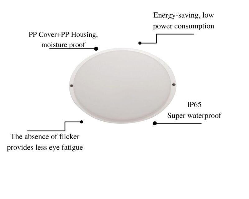IP65 Moisture-Proof Lamps Outdoor LED Bulkhead Light Round White 15W with CE RoHS