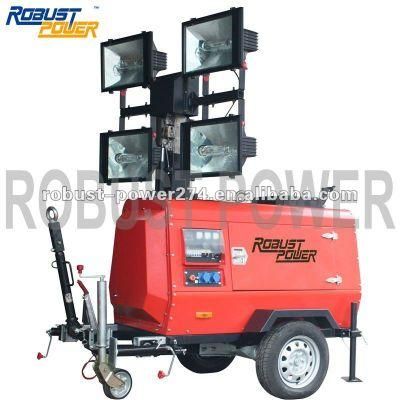 9m 7.2W 4*1500W Telescopic Diesel Generator Mobile Flood Light Tower