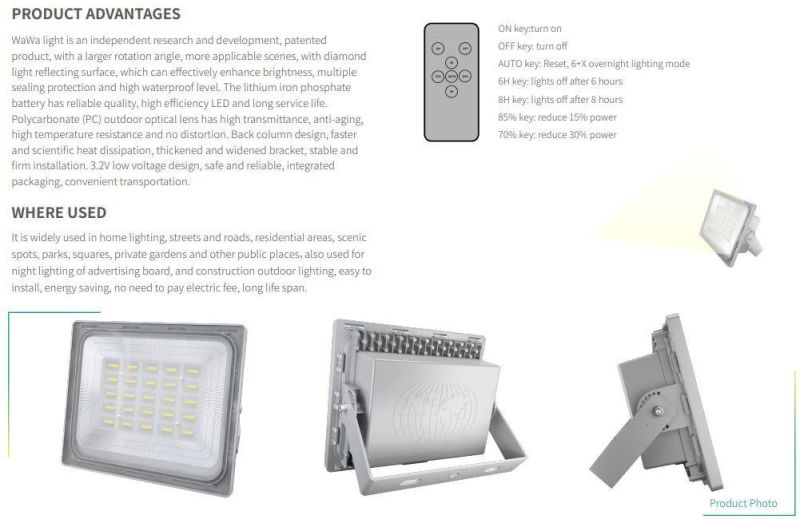 LED Floodlight Outdoor Garden Waterproof Solar Street Light 50W All in One