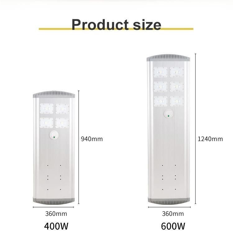 Lighting Area 800 Square Meter Black Solar LED Street Lights Garden Outdoor